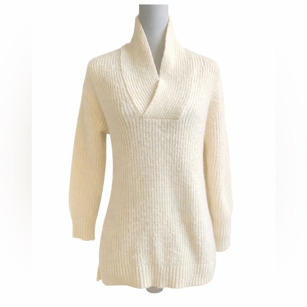 Talbots Petite Cream Cowl Neck Chunky Knit Sweater Alpaca Blend MP